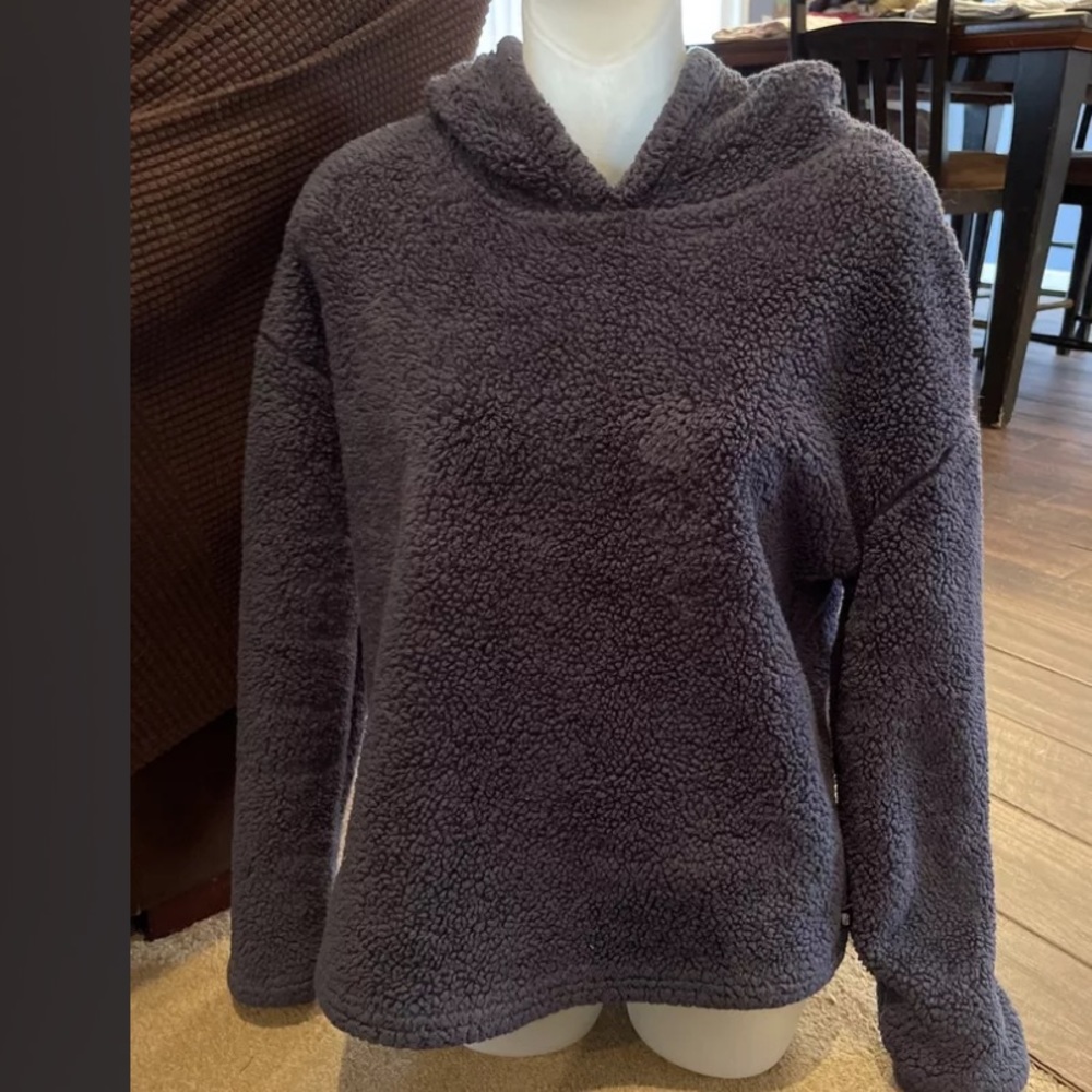 Marika Sz S Blue Hooded Sherpa Pullover Sweatshirt Cozy GUC B3T